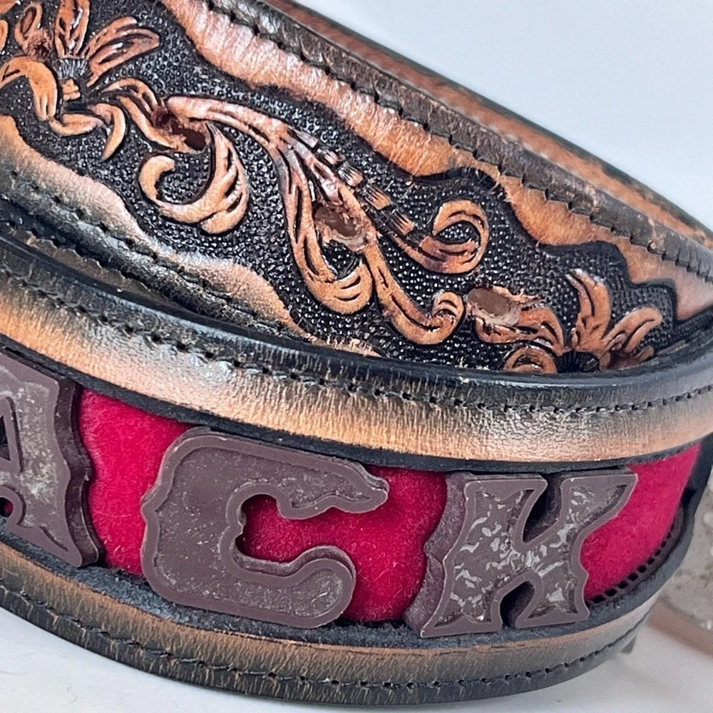 Vintage JACK Monogrammed Genuine Leather Western Belt Streetwear